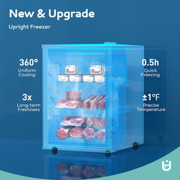 17.5 in 2.1 cu. ft. Compact Mini Freezer with Reversible Door and Removable Shelves and Upright Freezer in Grey