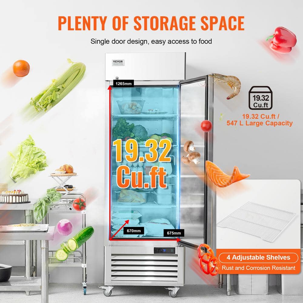 Stainless Steel 19.32 Cu.ft. Single Door Commercial Refrigerator