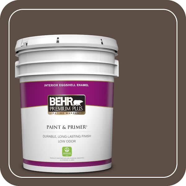 BEHR PREMIUM PLUS 5 gal. Home Decorators Collection #HDC-FL15-05 Warm Pumpernickel Eggshell Enamel Low Odor Interior Paint & Primer