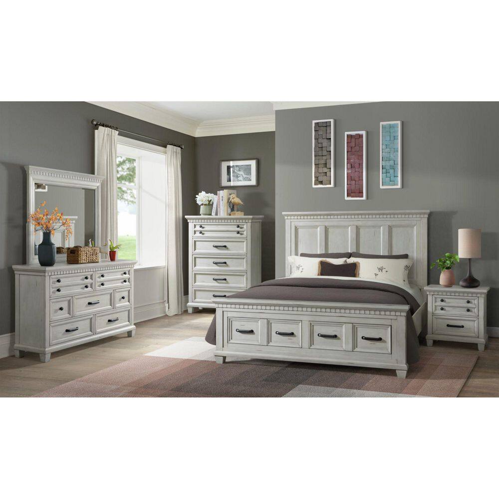 Windom Antique White 5-Drawer 40 in. Chest of Drawers