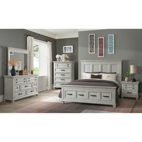 Windom Antique White 5-Drawer 40 in. Chest of Drawers