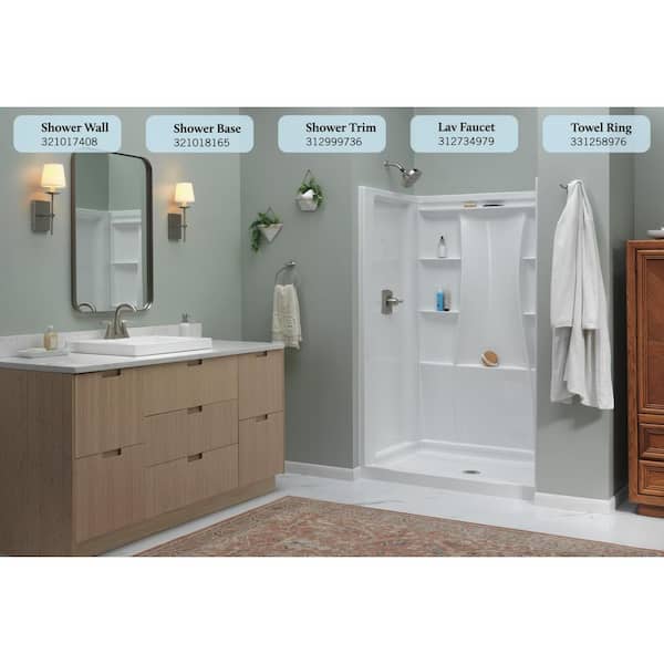 Classic 500 48 in. W x 73.25 in. H x 34 in. D 3-Piece Direct-to-Stud Alcove Shower Surrounds in High Gloss White