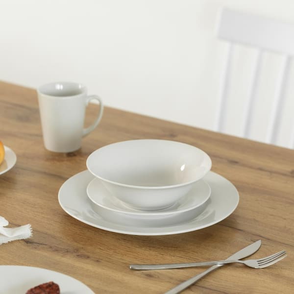 Quickway Imports 16-Piece White Rimmed Dinnerware Set for 4 Person