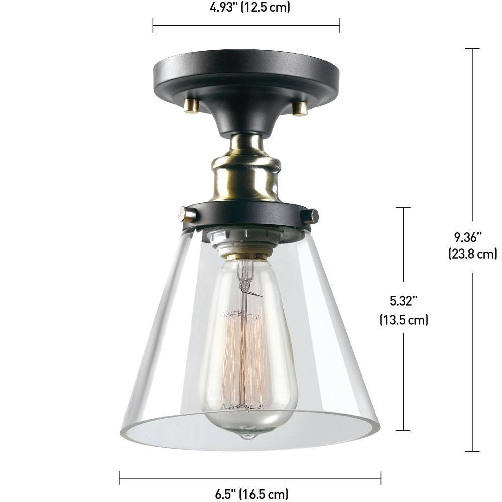 Jackson Antique Brass and Glass LED Flush Mount Ceiling Light