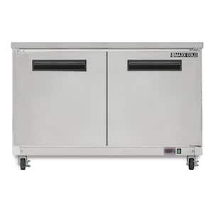 48.3 in. 12 cu. ft. Double Door Undercounter Refrigerator Storage Stainless Steel