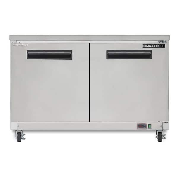 Maxx Cold 48.3 in. 12 cu. ft. Double Door Undercounter Refrigerator Storage Stainless Steel