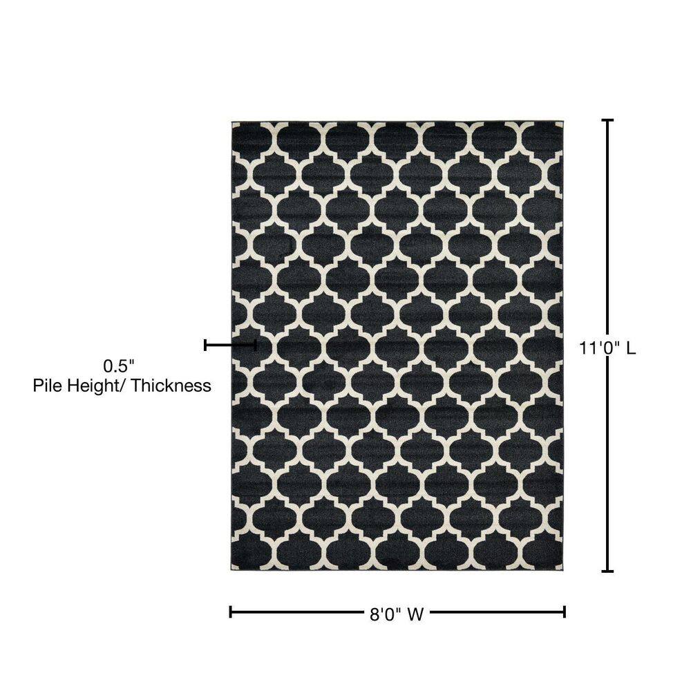 Modern Black Trellis 8'x11' Indoor Rectangular Rug