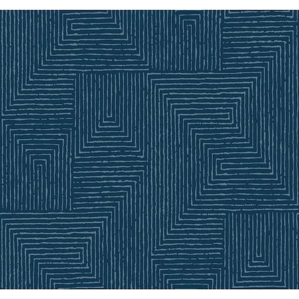 SCOTT LIVING Mortenson Blue Navy Matte Geometric Non-pasted Paper Cork Wallpaper