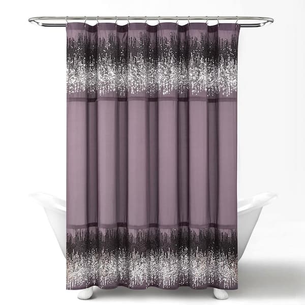 Silver Gray Grey Sequin Glam Shower Curtain Fabric Bathroom Hooks