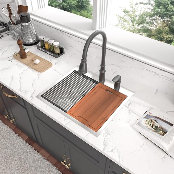 Reviews for Sarlai 25 in. Drop In Single Bowl 16 Gauge