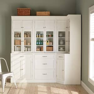 Royce 82 in. Polar Off-White Corner Cabinet