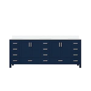 Jacques 84 in. W x 22 in. D Navy Blue Bath Vanity and Cultured Marble Top