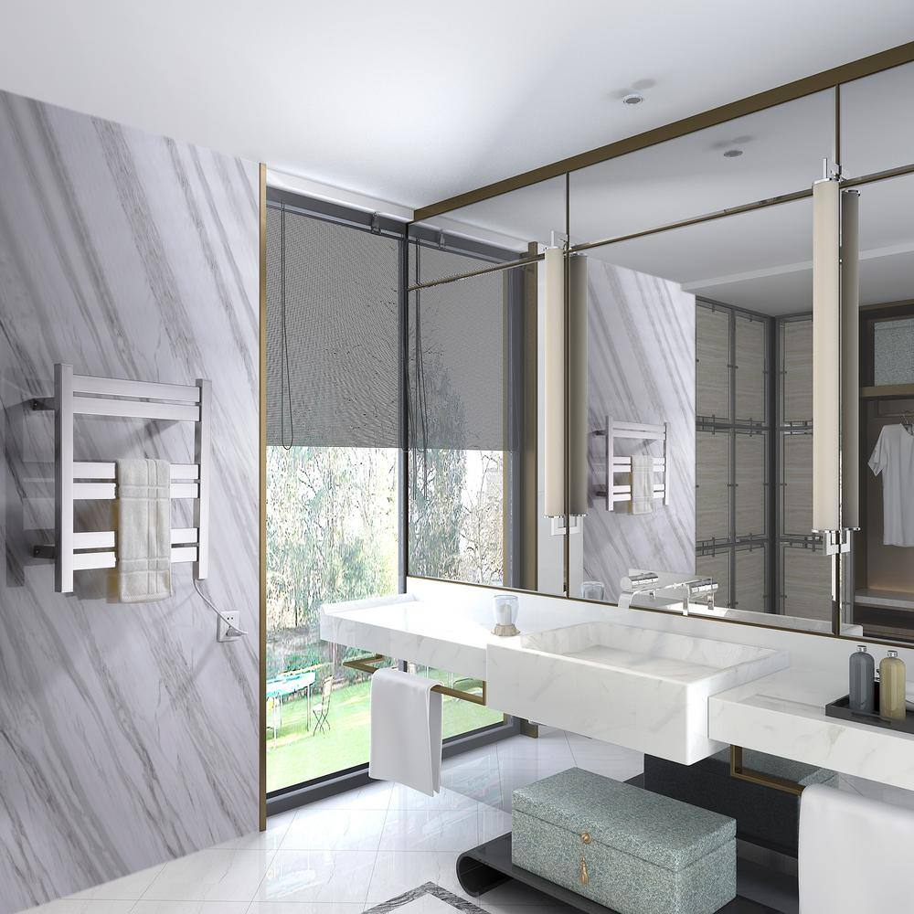 Polished Chrome 6-Bar Stainless Steel Wall Mounted Towel Warmer