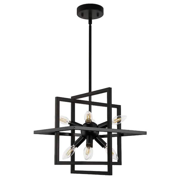 バッグ A Emeritpro 8-Light Matte Black Chandelier Pendant Light with