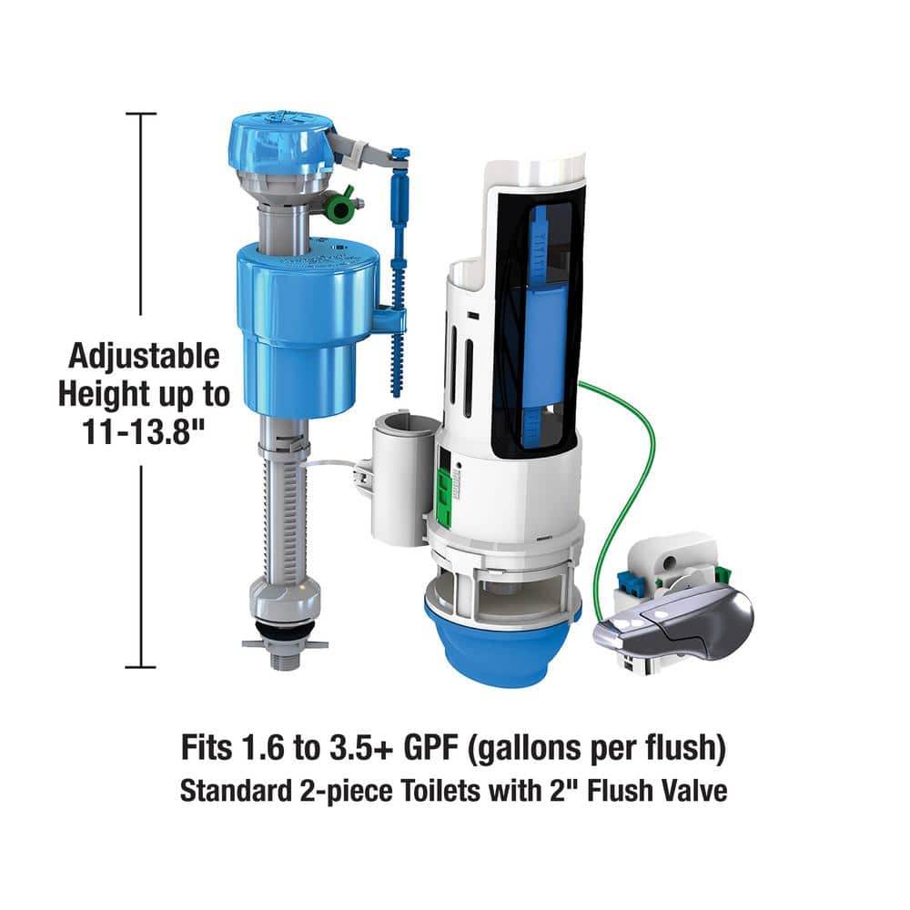 Blue and White Plastic Dual Flush Toilet Repair Kit