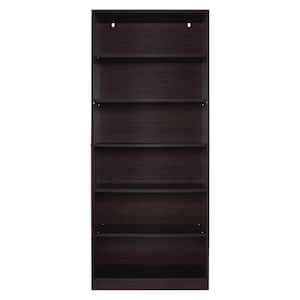 80 in. x 32.3 in. L x 13.2 in. W x 80 in. H Espresso 6-Shelf Wood Bookcase with Adjustable Shelves