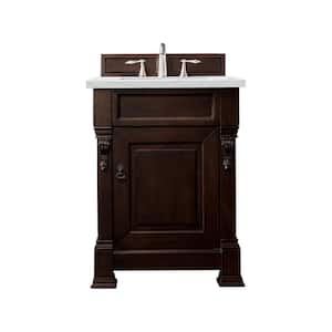 Brookfield 26 in. W x 23.5 in. D x 34.3 in. H Bathroom Vanity in Burnished Mahogany with Ethereal Noctis Quartz Top