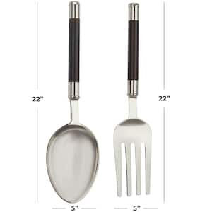 Aluminum Gold Spoon and Fork Utensils Wall Decor (Set of 2)
