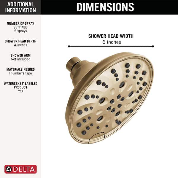 Delta Pivotal Gold 5-Spray Patterns 1.75 GPM 6 in. Wall Mount