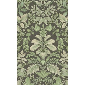 Charcoal Green Lush Overgrown Botanical Printed Non-Woven Paper Non Pasted Textured Wallpaper 57 Sq. Ft.