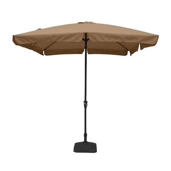 Clihome 8 ft. x 10 ft. Square Crank Design Skirt with Skylight Outdoor Market Umbrella in Tawny with Base