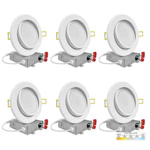 4 in. LED White Adjustable Ultra Slim Canless Integrated LED Recessed Light Kit 5 CCT 2700K to 5000K Dimmable (6-Pack)