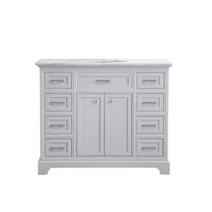 Timeless Home 21.5 in. W x 42 in. D x 35 in. H Single Bathroom Vanity in Light Grey with White Marble Top and Basin