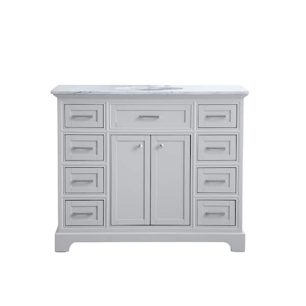 Unbranded Timeless Home 21.5 in. W x 42 in. D x 35 in. H Single Bathroom Vanity in Light Grey with White Marble Top and Basin