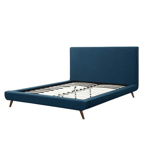 Loft Lyfe Alaric Denim Queen Size Platform Bed Upholstered Linen