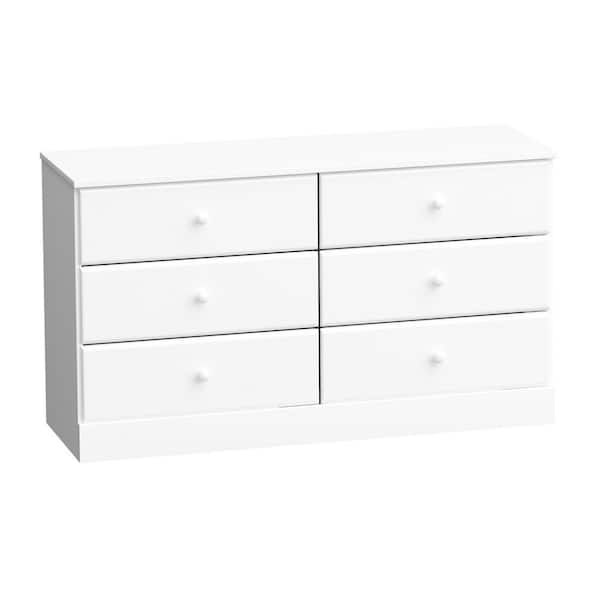 Prepac Astrid White Finish 6-Drawer Double Dresser (26.85 in H. x 47.5 in W. x 15.5 in D.)