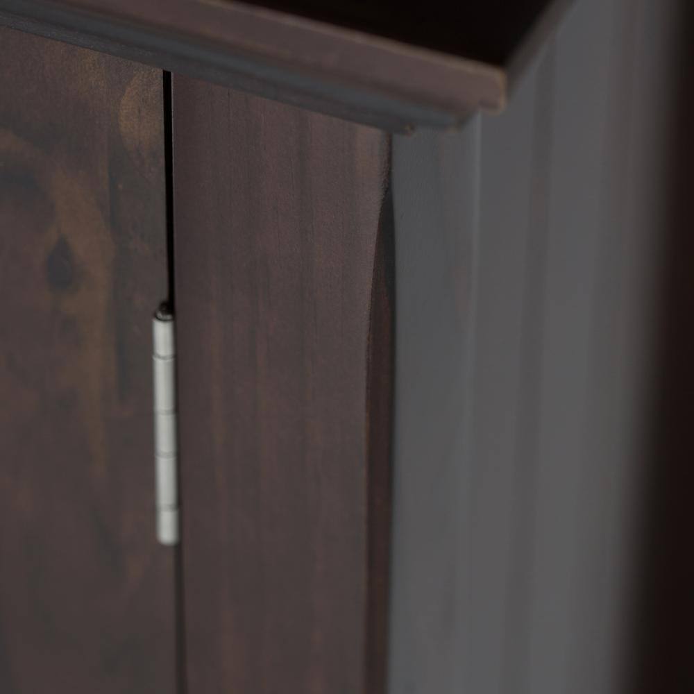 Brunette Brown Solid Wood Wide Storage Cabinet with Glass Doors