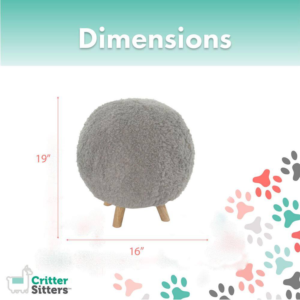 Plush Gray Round Pouf Ottoman with Sturdy Legs