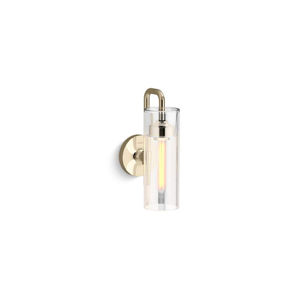 French Gold Modern Glass Cylinder Wall Sconce