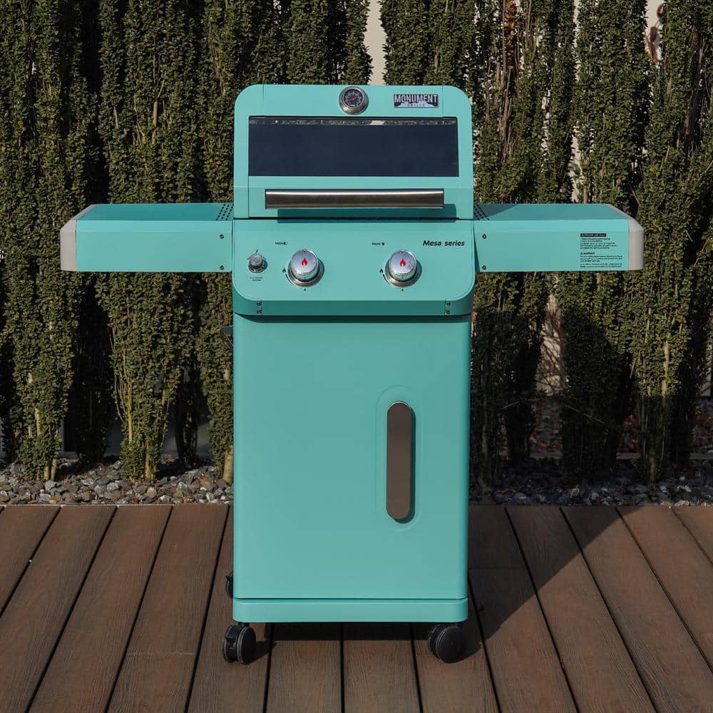 Mesa Jade Green 2-Burner Propane Gas Grill with LED Controls