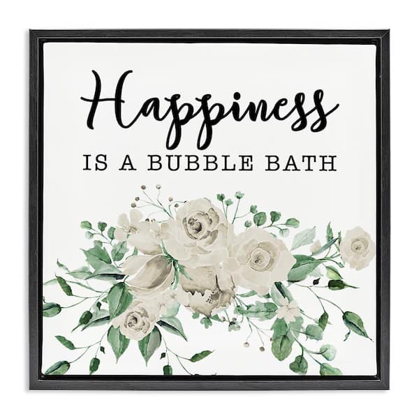 Stupell Industries Happiness is Bubble Bath by Masey St. Studios Black Floater Frame Typography Graphic Art Print 25 in. x 25 in.