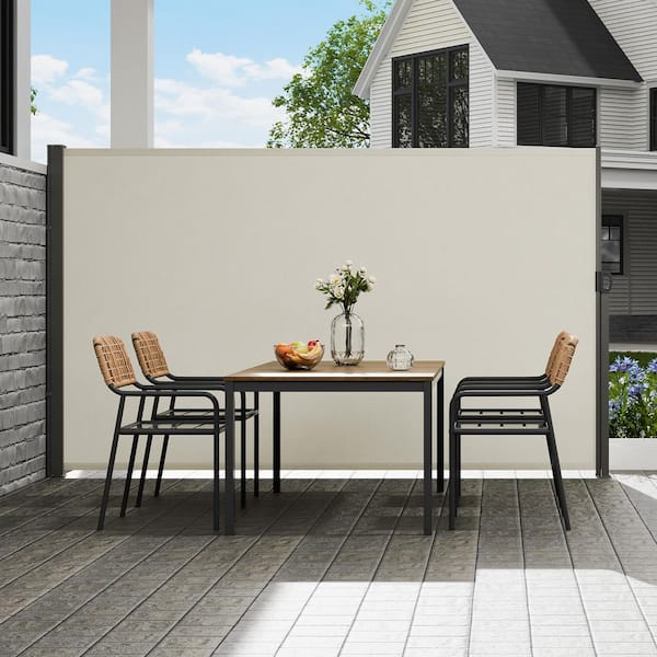 Retractable Side Awning, 71 in. x 138 in. Outdoor Privacy Screen, 180g Polyester Water-proof Retractable Patio Screen