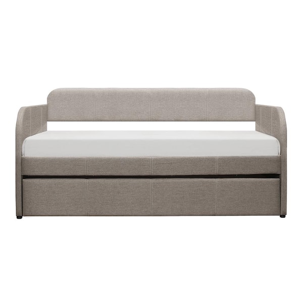 Lazzara Luxe Gray Fabric Upholstered Twin Daybed with Trundle
