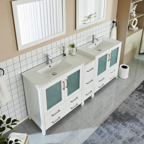 Vanity Art Brescia 84 in. W x 18 in. D x 36 in. H Bathroom Vanity