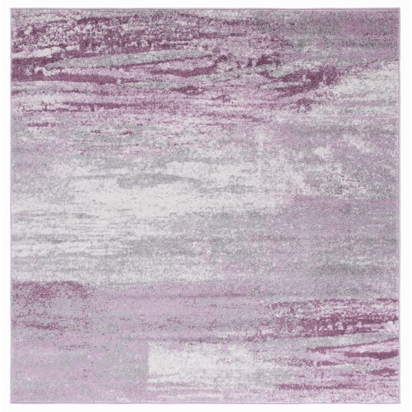 SAFAVIEH Adirondack Gray/Purple Solid Color 8 ft. x 8 ft. Distressed Square Area Rug