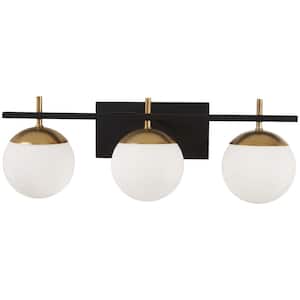 Alluria 3-Light Weathered Black with Autumn Gold Accents Bath Light