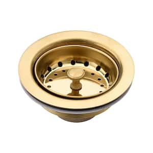 3-1/2 in. Drop-In Kitchen or Bar Sink Basket Strainer in Brushed Gold