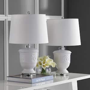 Shoal 23.5 in. White Urn Table Lamp with Off-White Shade (Set of 2)