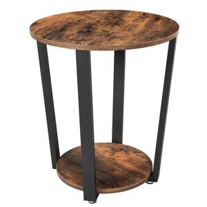 19.7 in. W Rustic Brown Round Wood End Table