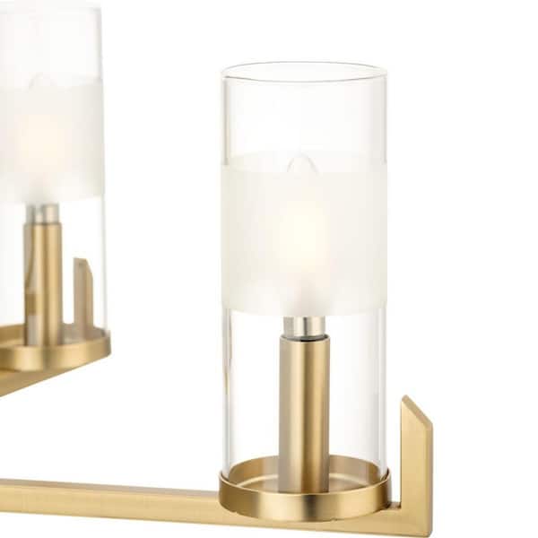 Progress Lighting Pellum Collection 25 in. 5-Light Brushed Gold Chandelier for Breakfast Nook, Kitchen and Living Room
