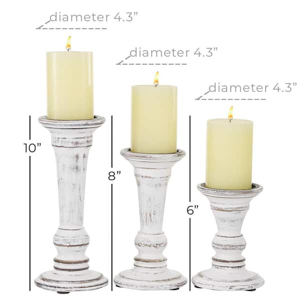 White Wood Candle Holder (Set of 3)