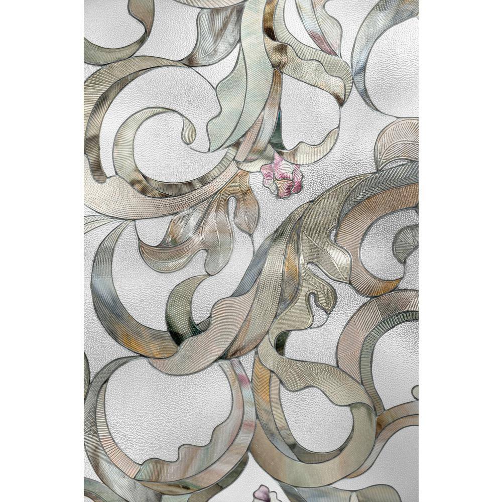 Flourish 24" x 36" Beige and Gray Decorative Window Film