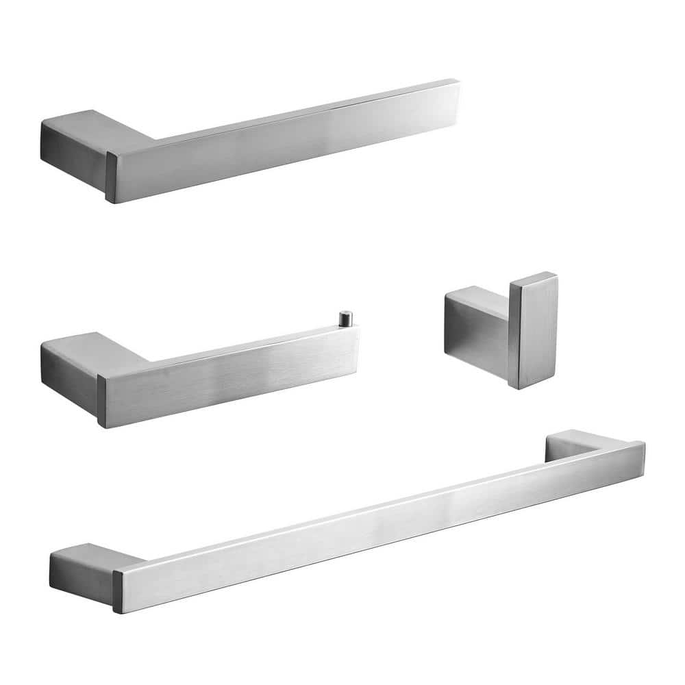 4-Piece Modern Bathroom Hardware Set Bath Hardware Towel Bar Accessory Set 