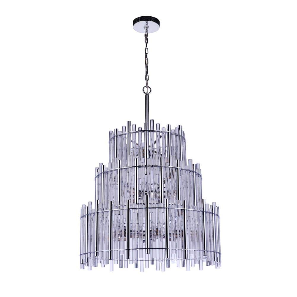Chrome and Clear Acrylic 13-Light Candle Chandelier