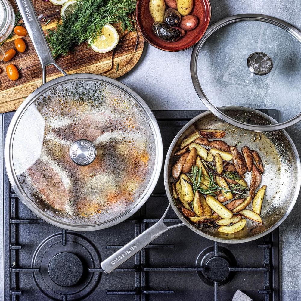 14-Piece Stainless Steel Tri-Ply Cookware Set with Glass Lids