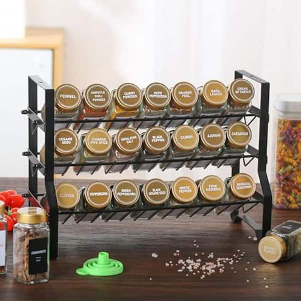 36 Piece Gold Lid Square Glass Spice Jar Set with Shaker Lids Labels Funnel for Kitchen Storage Seasoning Containers